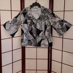 ERIN LONDON Black/White Designer Zip Up Jacket